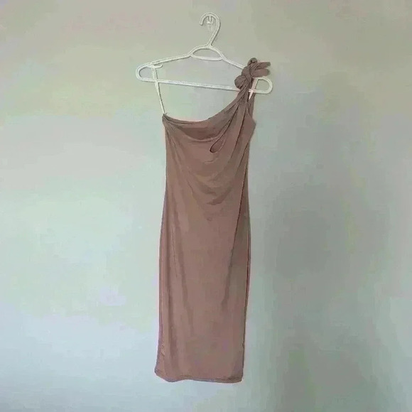 CBR, one shoulder dress,  midi dress, dusty pink, size small - Picture 1 of 9